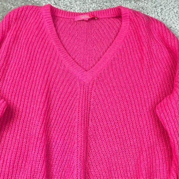 Lilly Pulitzer Kasmina V-Neck Sweater Hot Pink Isle - Picture 7 of 9